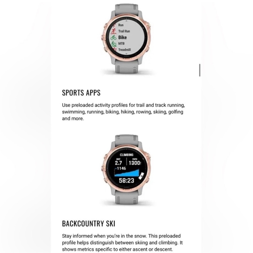 Garmin fēnix 6S Pro - Rose Gold Bezel with White Strap - Picture 10 of 16